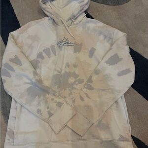 Hollister Cream and Gray Tie-Dye Hoodie